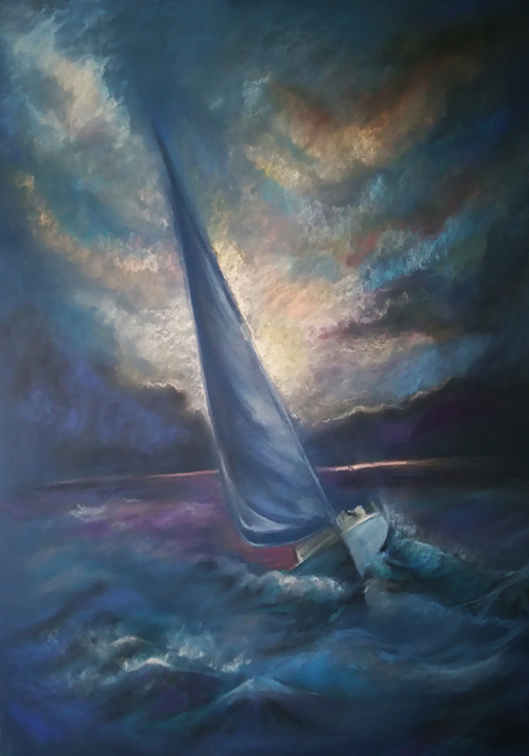 Sailing to the Night by Nadine Platt pastel