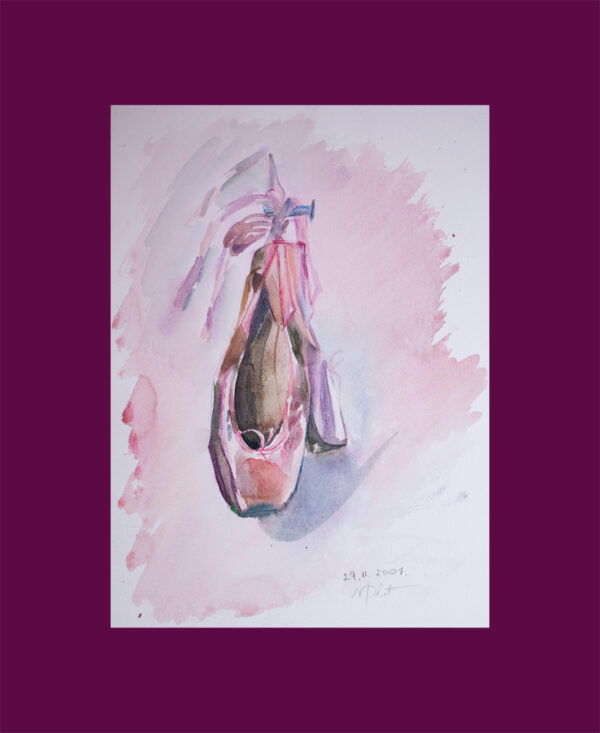 Ballet Shoes Watercolor by Nadine Platt