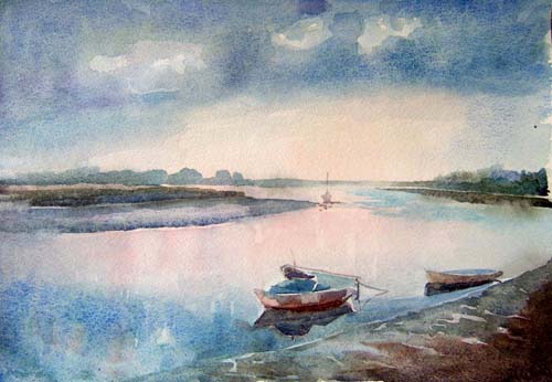 "Tide over Maldon" Watercolour by Nadine Platt